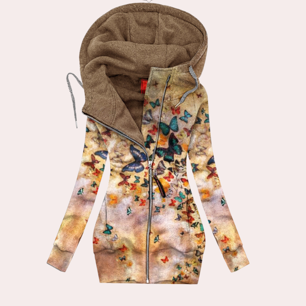 Ariela Hoodie For Women By Street Wave Soft Cotton Blend Cozy Chic Jacket With Floral Embroidery