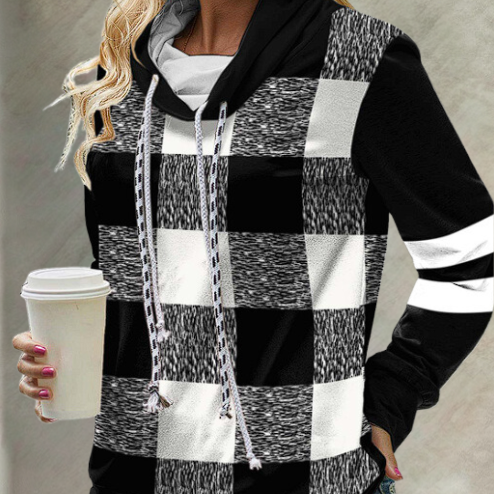Street-Wave Delia Womens Fashion Plaid Hoodie Cozy Soft Polyester For Women Everyday Comfort