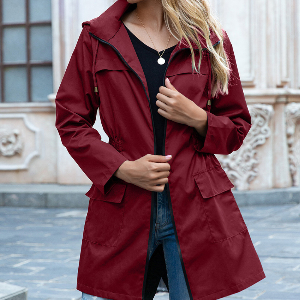 Street Wave Womens Trench Coat Camila Zippered Warm Lightweight Outerwear For Women Chic
