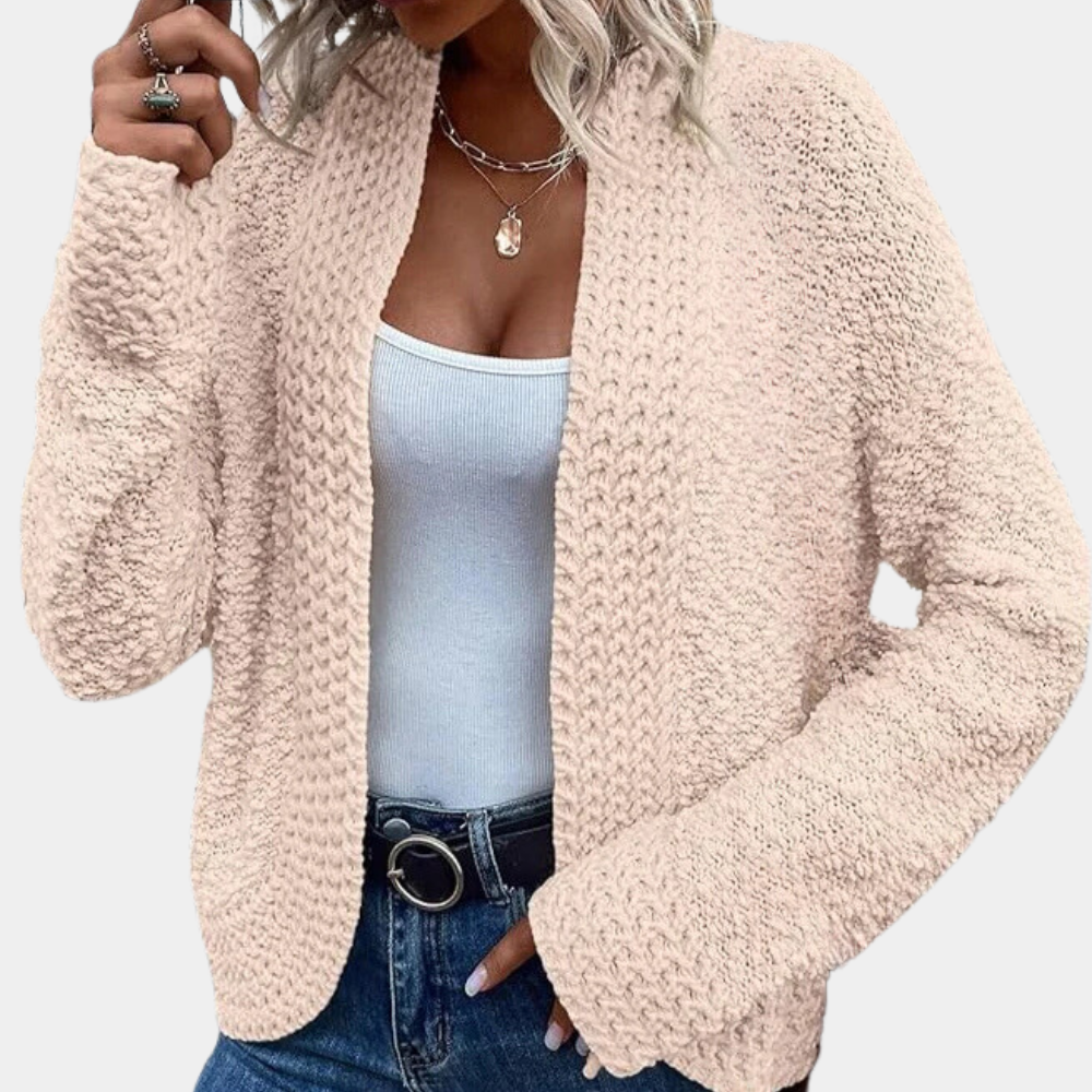 Streetwave Soft Boucle Knit Cardigan For Women Casual Luxe Comfort And Everyday Versatility