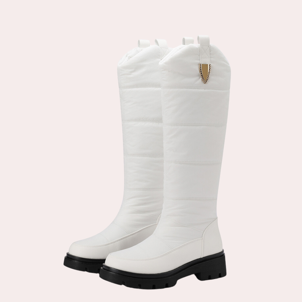 Street-Wave Knee-High Boots With Quilted Shaft Cushioned Comfort Polished Finish Rugged Sole For Women