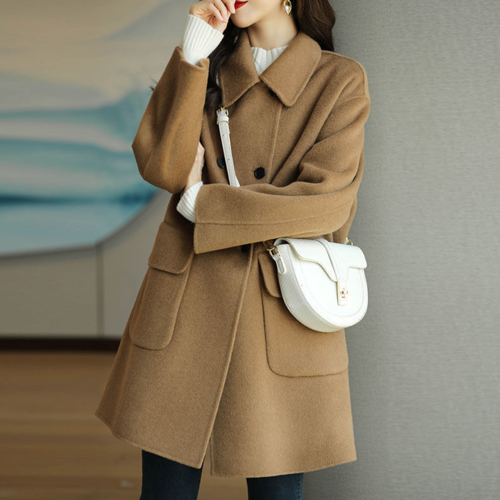 Street Wave Winter Coat For Women With Front Patch Pockets Versatile Autumn Essential