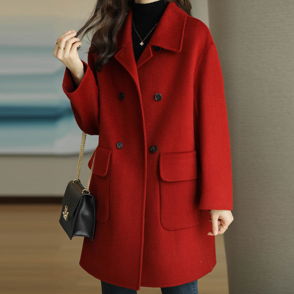 Street-Wave Womens Overcoat Soft Cozy Material Solid Color All Season Coat For Ladies