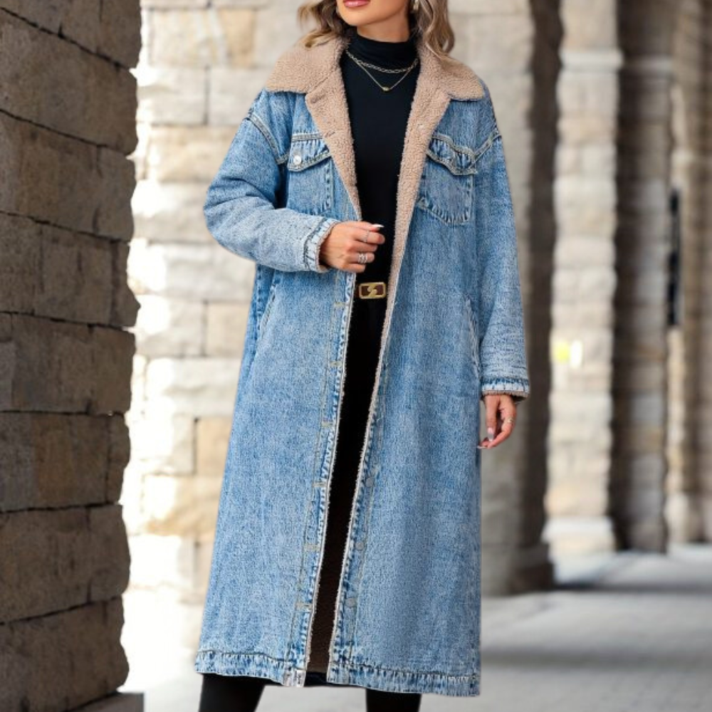 Gretchen Denim Coat With Fleece Lining For Women By Street-Wave Warmth And Versatile Style