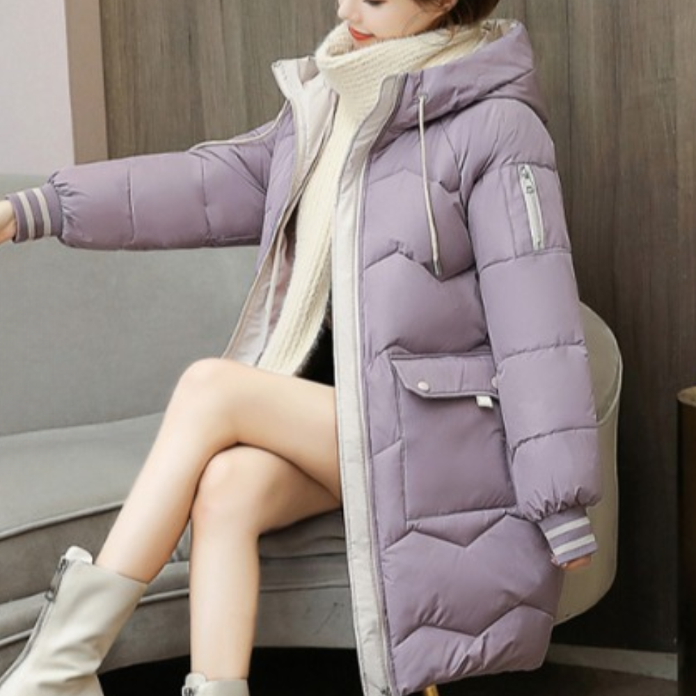 Street-Wave Thick Warm Hooded Puffer Coat For Women Cozy Weatherproof Winter Jacket