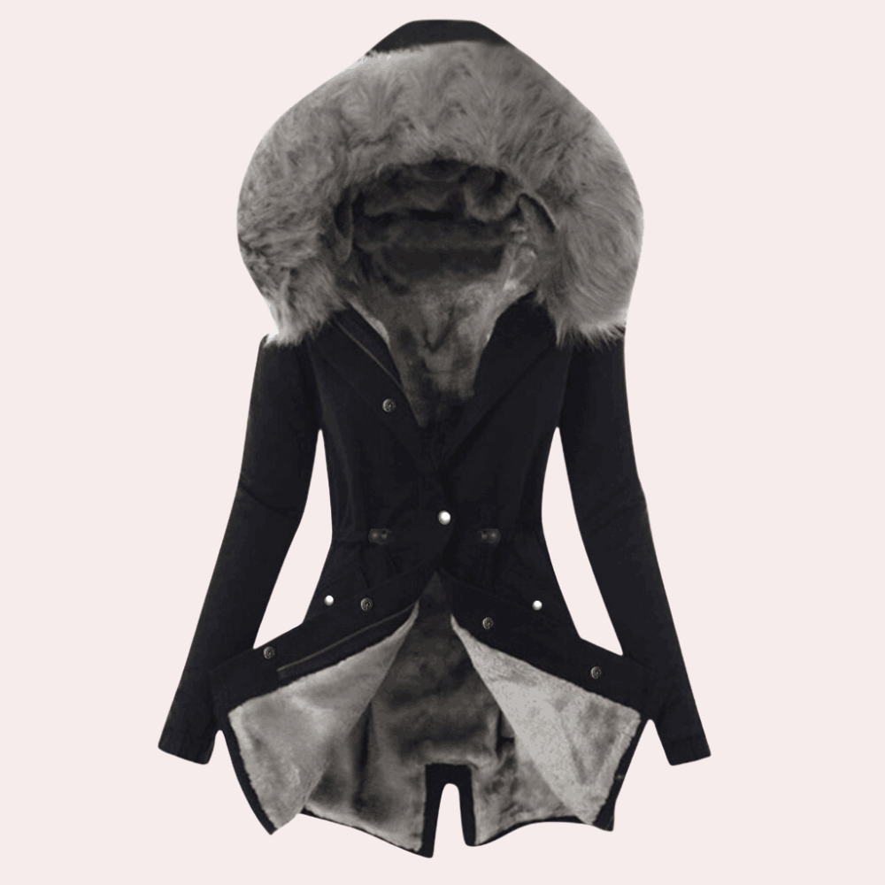 Street-wave Felicitas Womens Coat With Cozy Fur Hood Soft Plush Lining For Warmth And Style