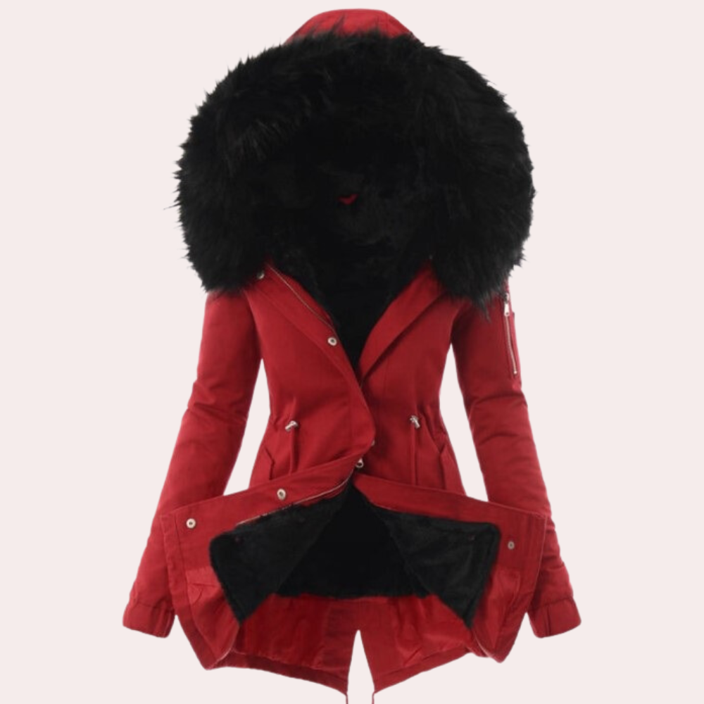 Street-wave Felicitas Womens Coat With Cozy Fur Hood Soft Plush Lining For Warmth And Style