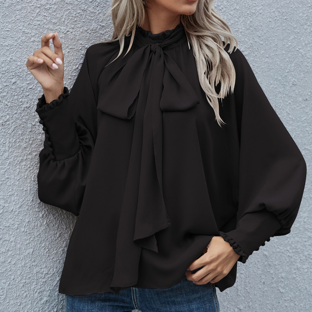 Street-Wave Satin Bow Blouse For Women Loose Fit Chic