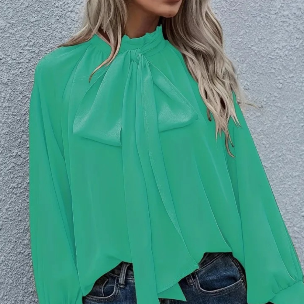 Street-Wave Satin Bow Blouse For Women Loose Fit Chic