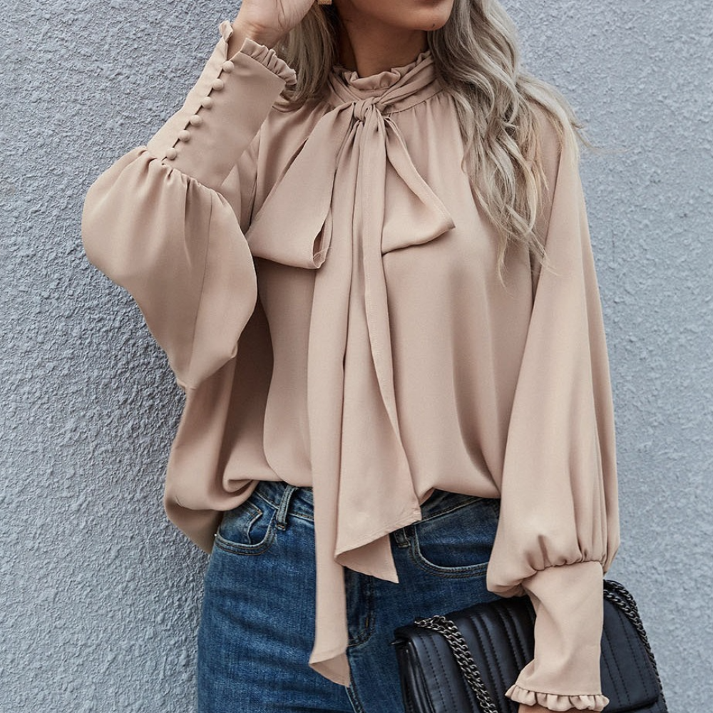 Street-Wave Satin Bow Blouse For Women Loose Fit Chic