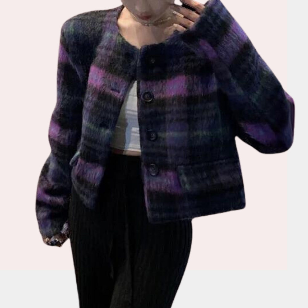 Street-wave Womens Plaid Autumn Jacket Cozy Stylish Outerwear For Everyday Outdoors