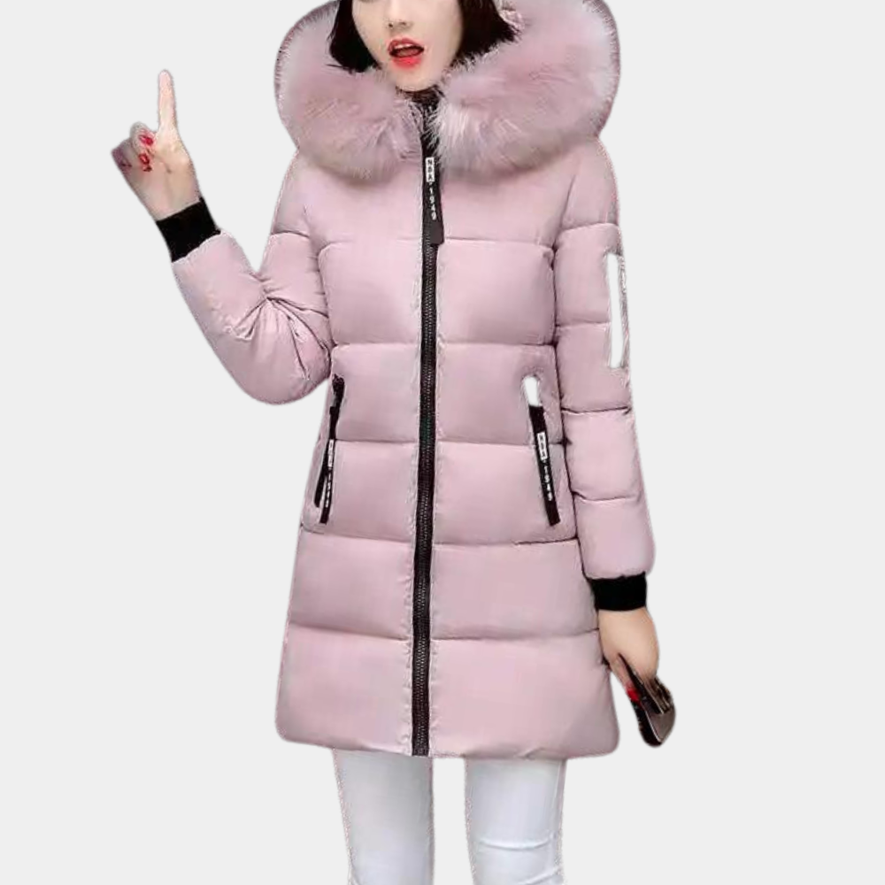 Street Wave Women's Puffer Coat With Fur Hood Ultra Warm Insulated Winter Outerwear