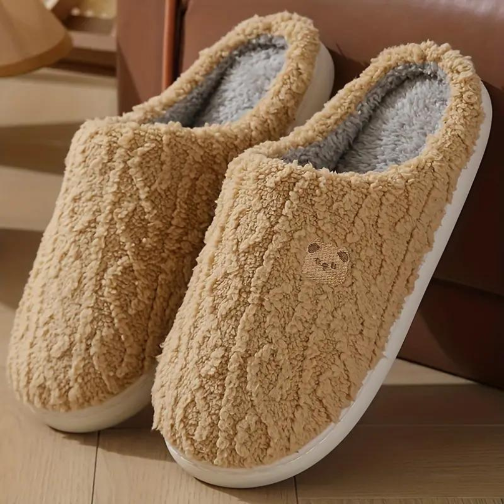 Street Wave Cozy Warm Winter Slippers With Plush Pattern For Home Comfort Lovers