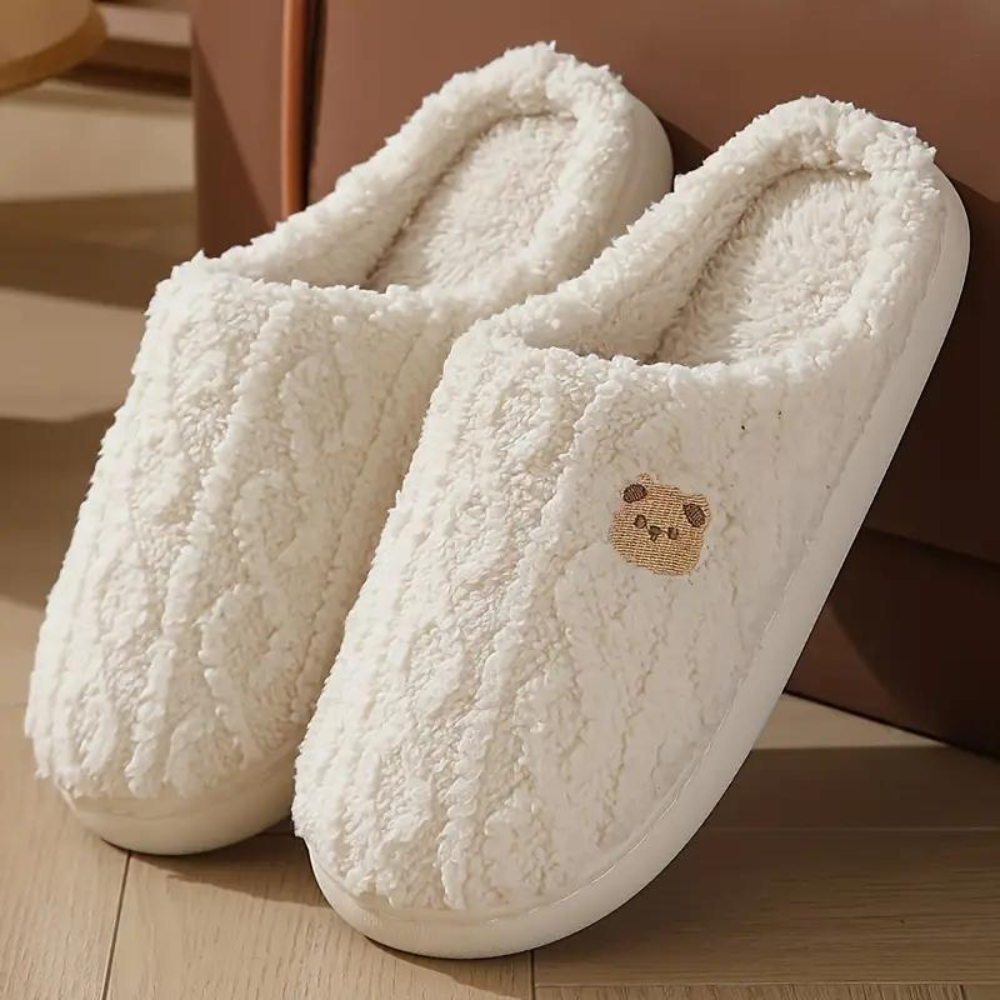 Street Wave Cozy Warm Winter Slippers With Plush Pattern For Home Comfort Lovers