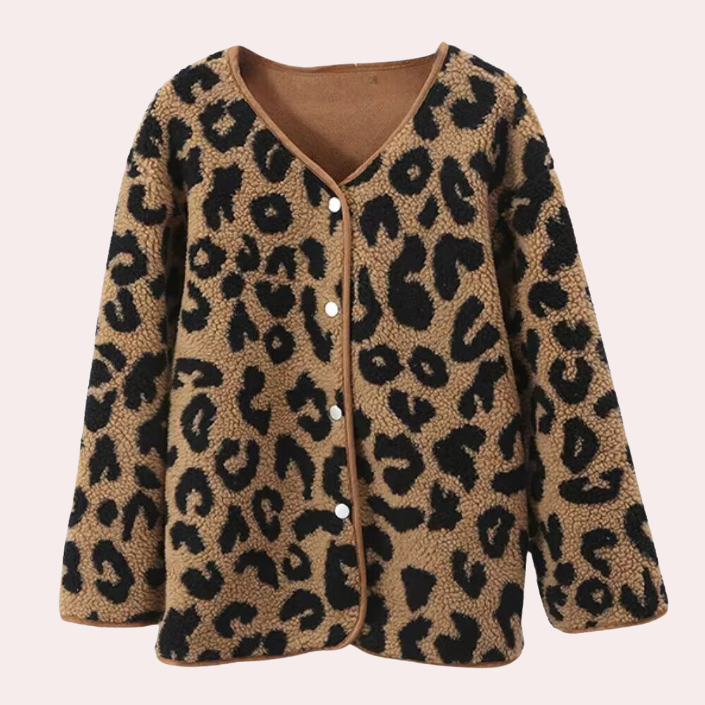Street-Wave Leopard Print Womens Coat Elegant Autumn Outerwear With Breathable Comfort