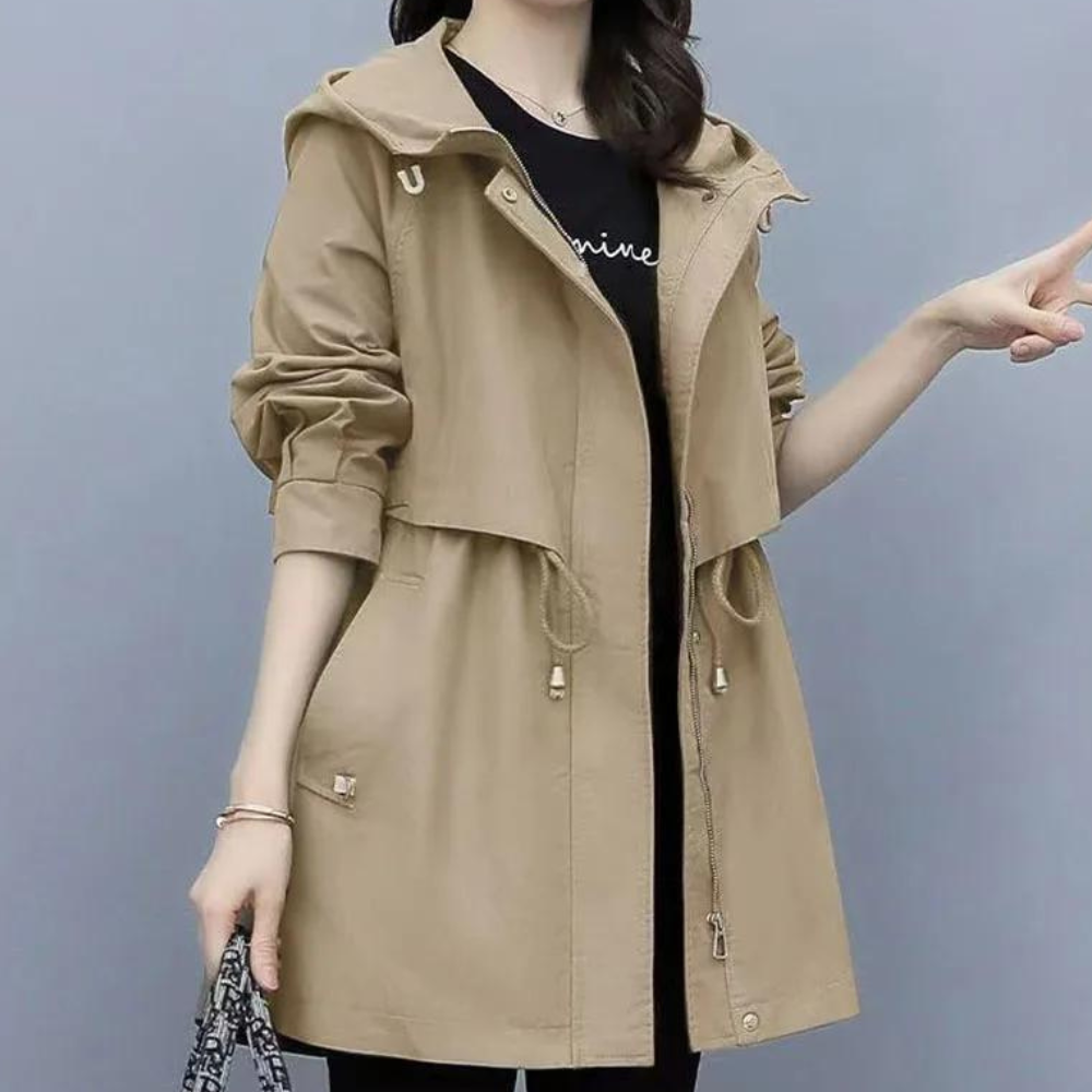 Leontina Luxury Hooded Jacket For Women Streetwave With Elegant Adjustable Drawstring Waist