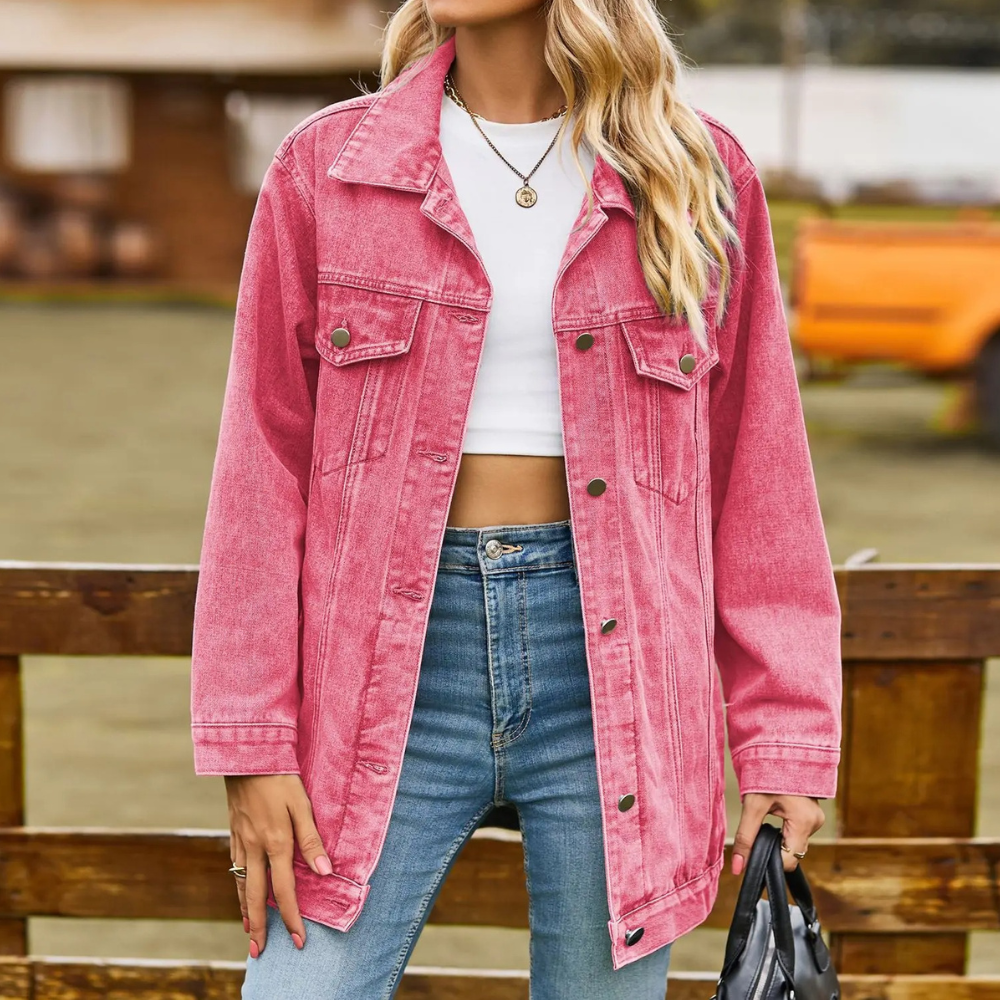 Elizabeth Women’s Denim Winter Jacket With Button Closure For Cozy Warmth And Versatile Evening Style