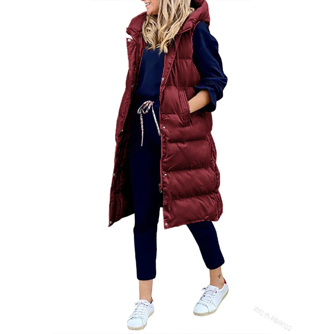 Street Wave Warm Puffer Vest For Women Long Quilted Sleeveless Jacket With Cozy Heat