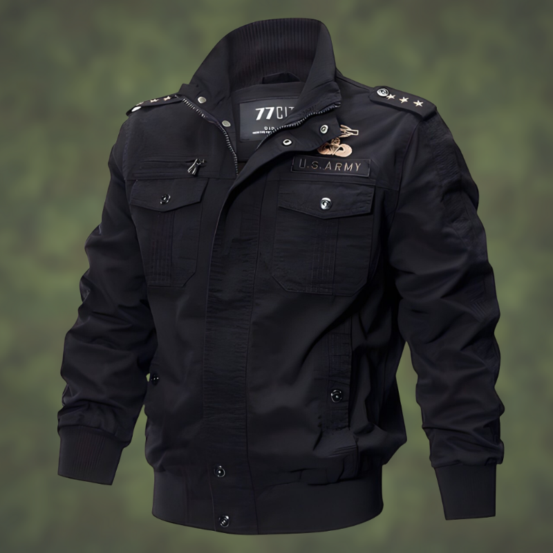 Street-Wave Military Bomber Jacket For Men Durable Urban Combat Style With Cargo Pockets