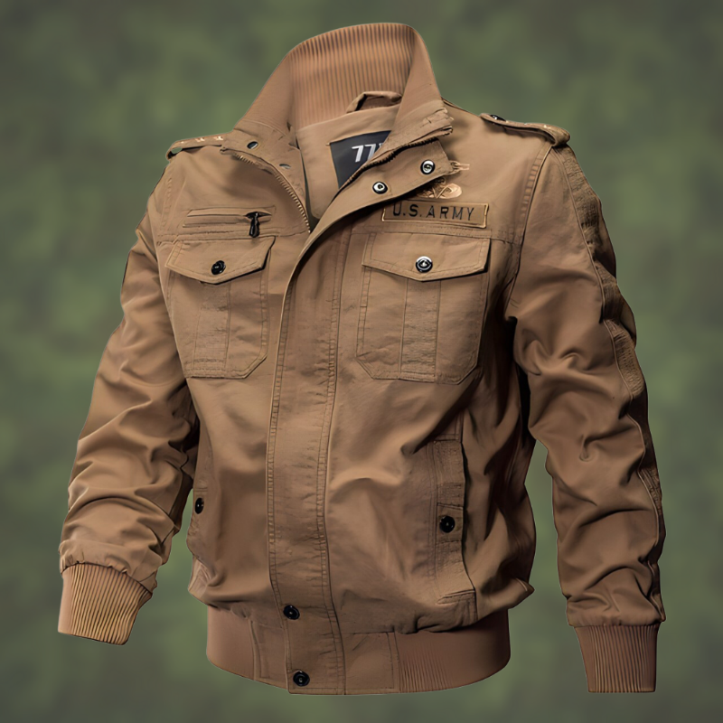 Street-Wave Military Bomber Jacket For Men Durable Urban Combat Style With Cargo Pockets