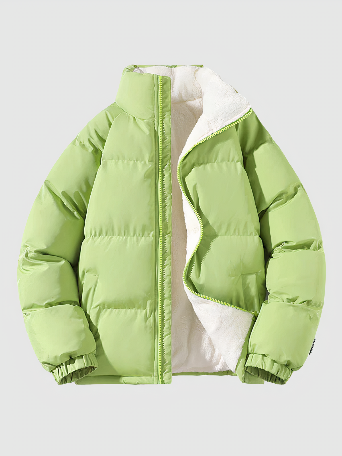 Street Wave Lime Puffer Jacket For Men Windproof Water Resistant Broadcloth Warm Winter Coat