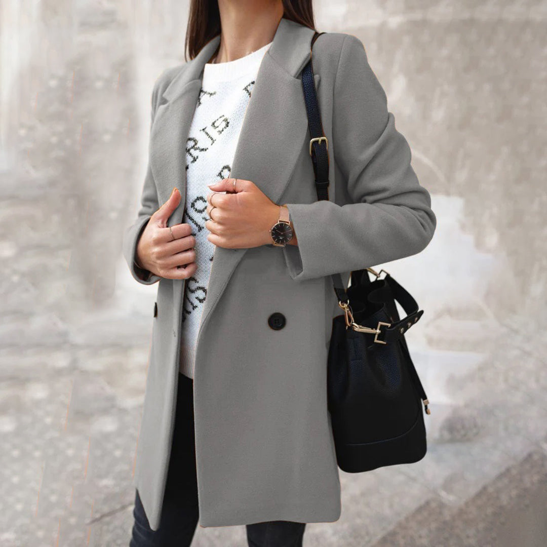 Street-Wave Wool Blend Coat For Women, Elegant Classic Outerwear With Cozy Warmth