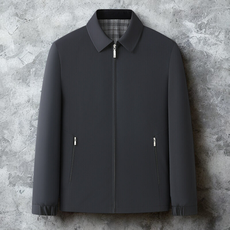 Street-Wave Mens Jacket Regular Fit Zipper Closure Spread Collar Plaid Lined Interior