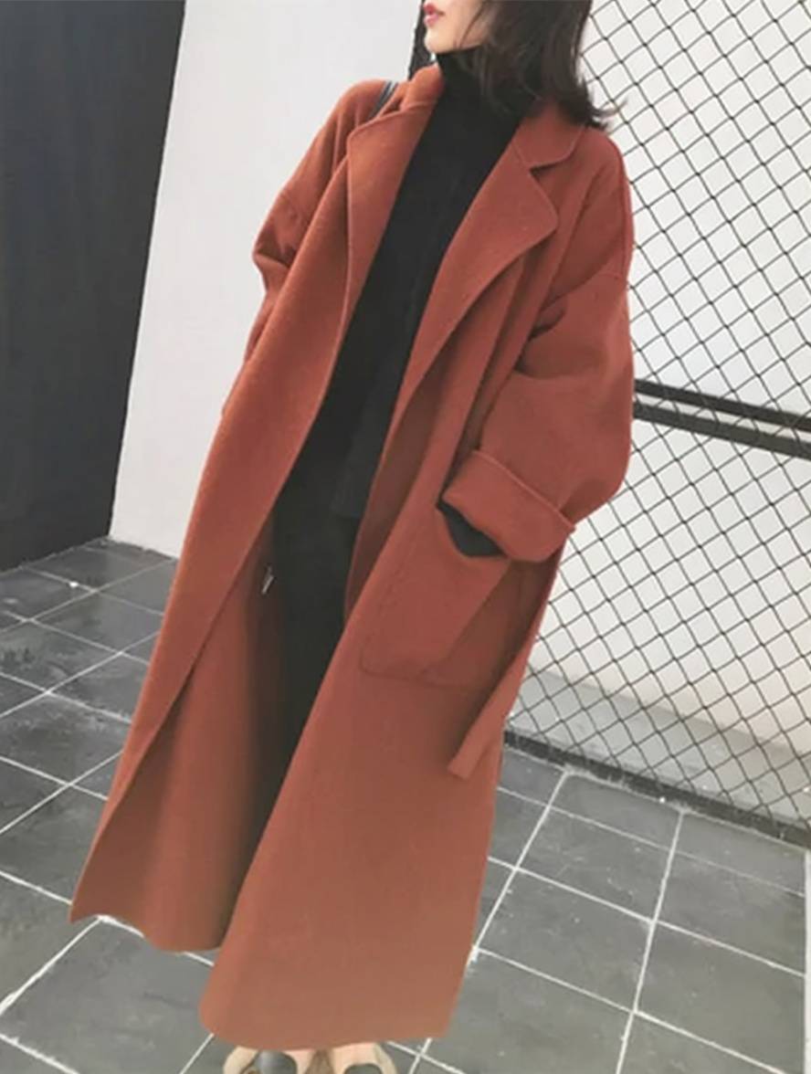 Street-Wave Wool Blend Coat For Women Long Relaxed Fit Warmth Chic Outerwear Style