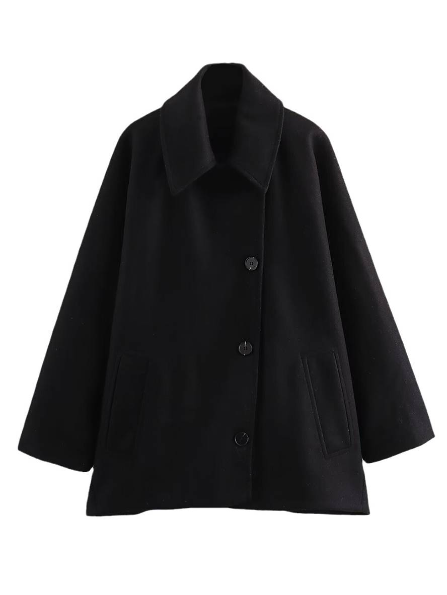 Street-wave Batwing Wool Coat For Women Cozy Warmth And Modern Silhouette With Relaxed Fit