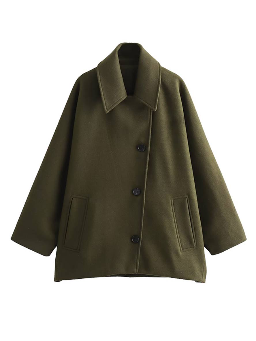 Street-wave Batwing Wool Coat For Women Cozy Warmth And Modern Silhouette With Relaxed Fit