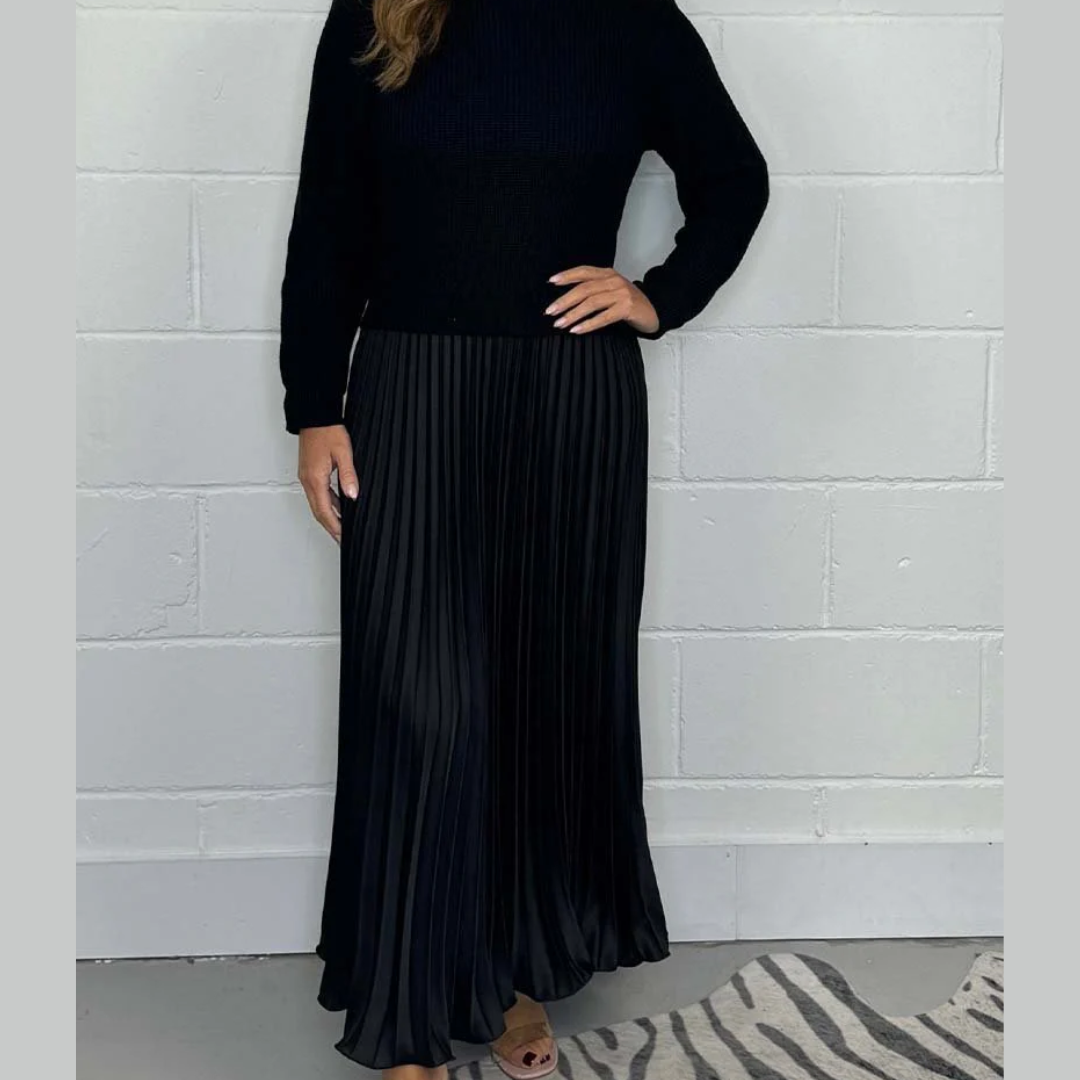 Street Wave Cozy Sweater And Pleated Skirt Set Women