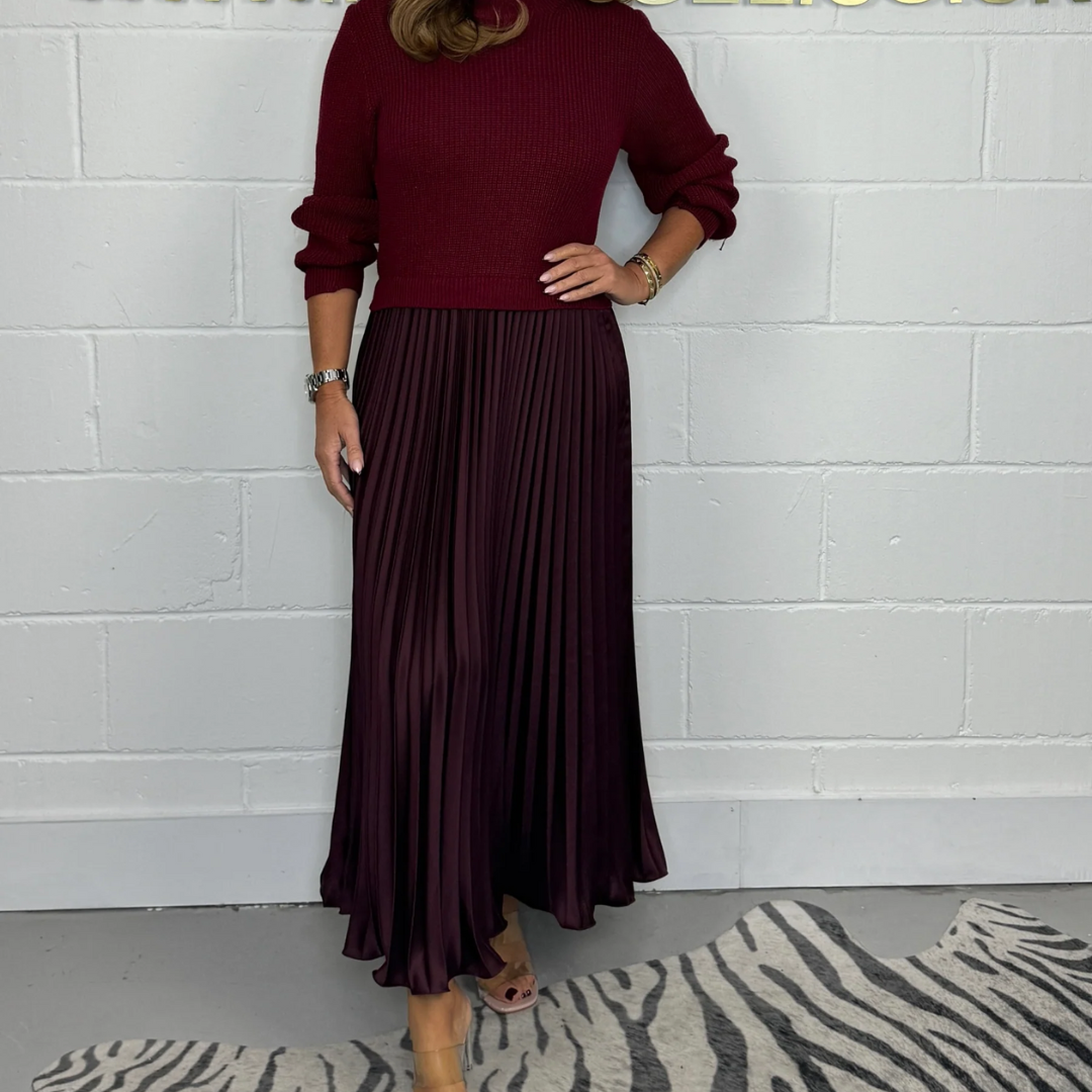 Street Wave Cozy Sweater And Pleated Skirt Set Women