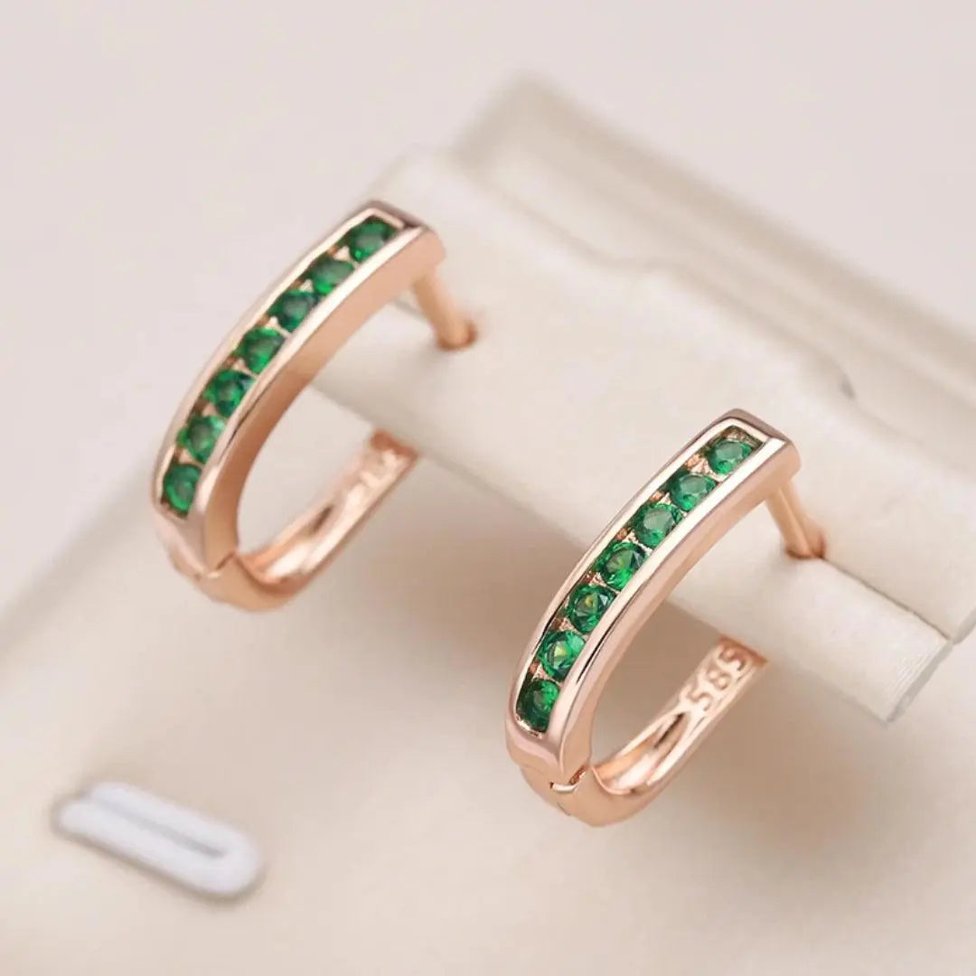 Kelly - Emerald Hoop Earrings - Street-Wave
