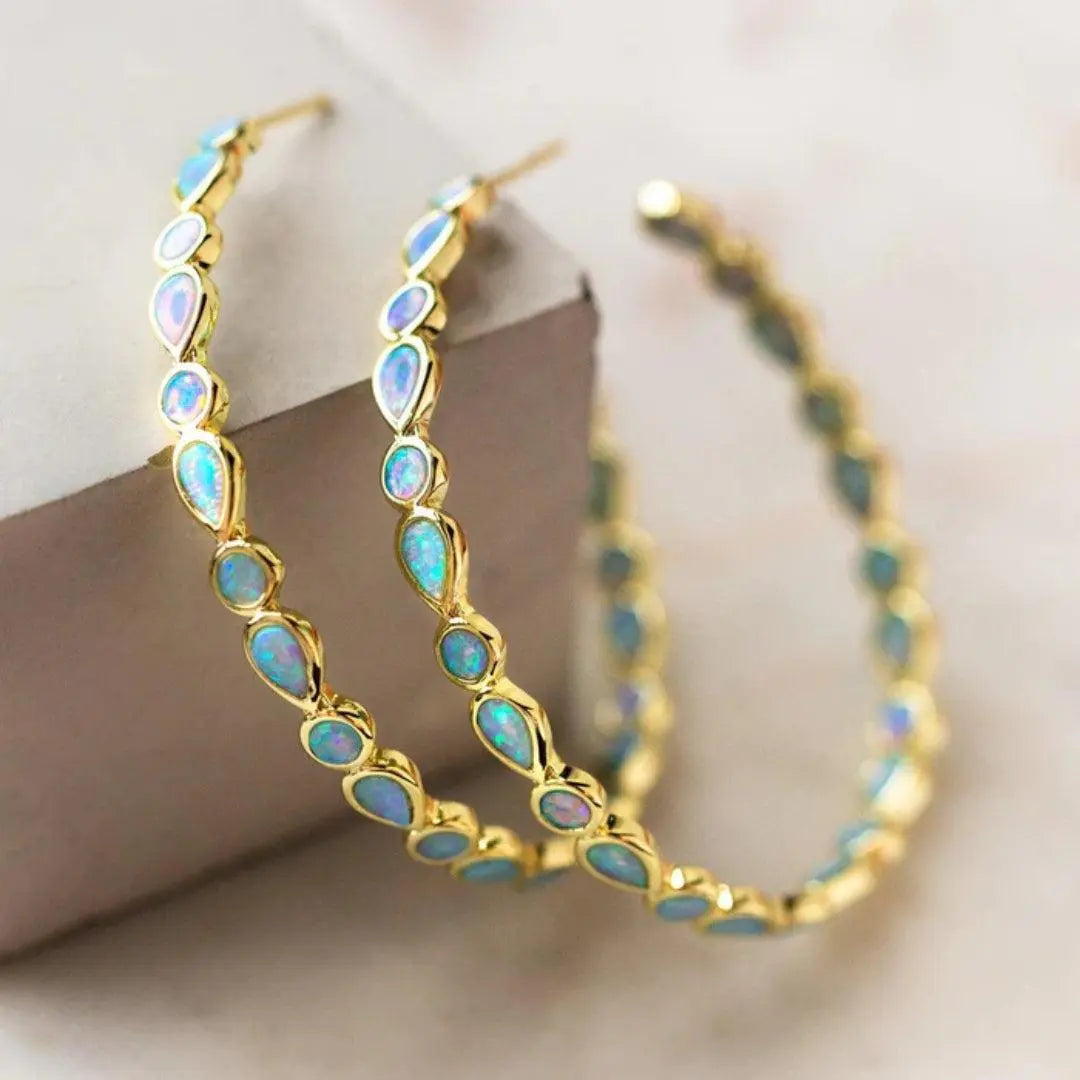Paula - Opal Hoop Earrings - Street-Wave