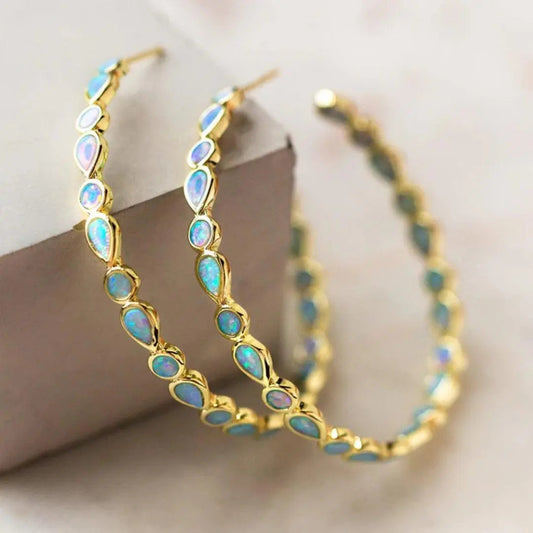 Paula - Opal Hoop Earrings - Street-Wave