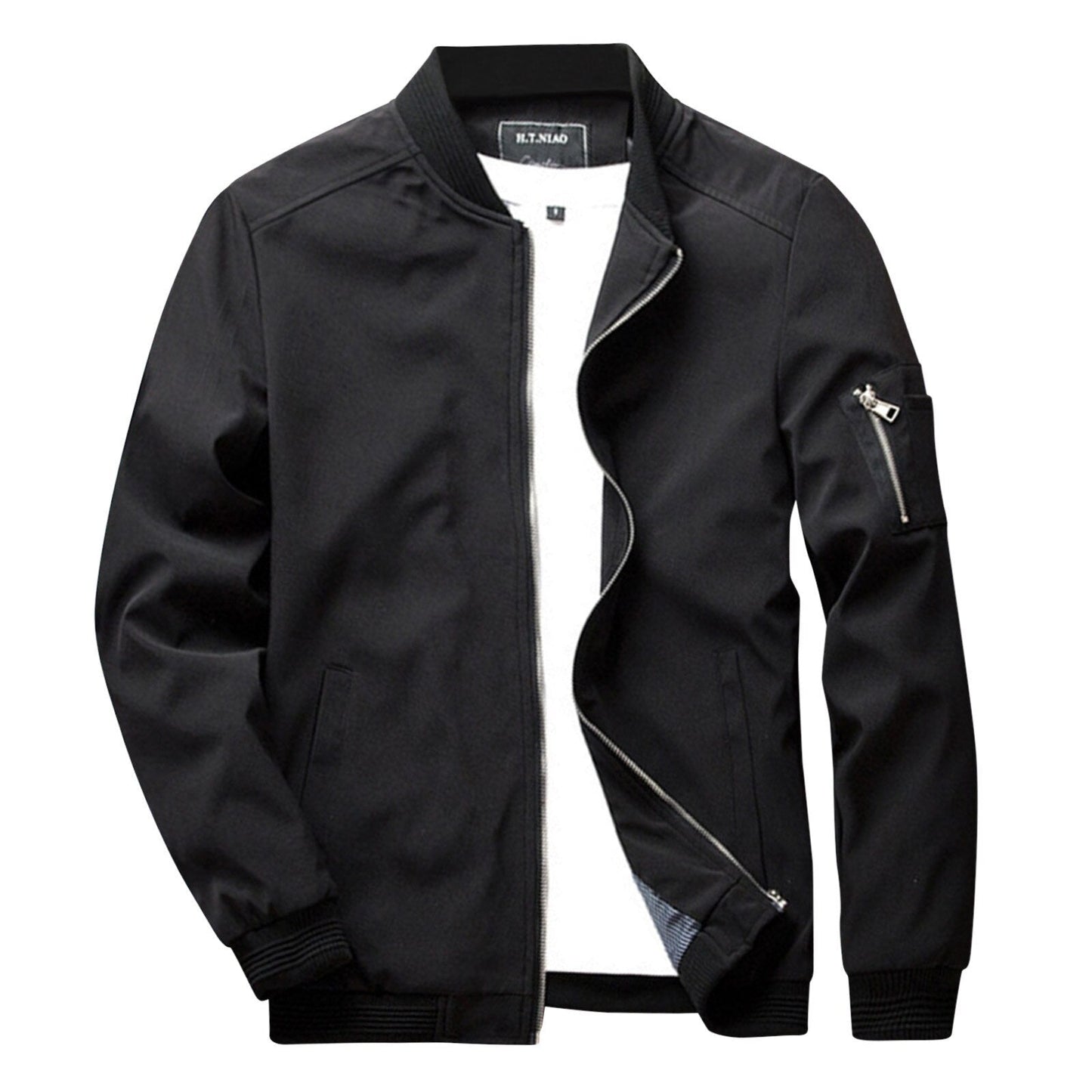 Street-Wave Men's Olive Bomber Jacket Zip Closure Casual