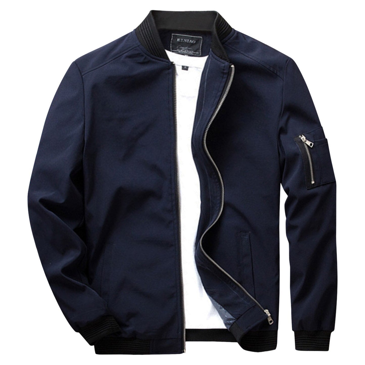 Street-Wave Men's Olive Bomber Jacket Zip Closure Casual