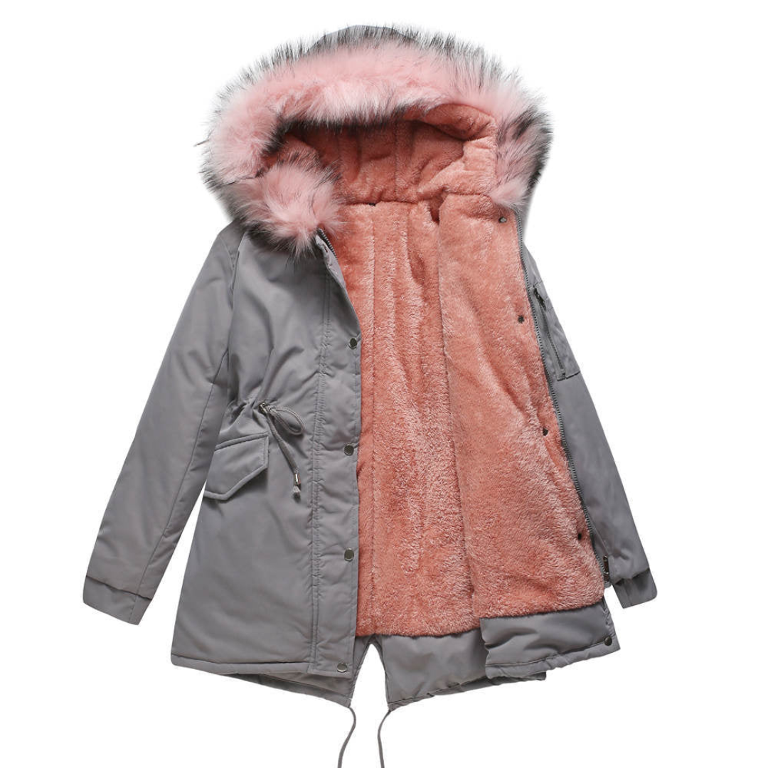 Street Wave Women Hooded Winter Parka With Faux Fur Trim For Cozy Warmth In Cold Weather