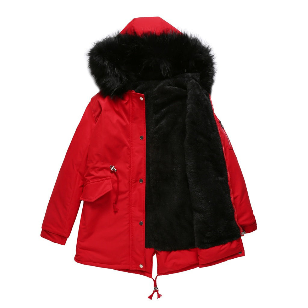 Street Wave Women Hooded Winter Parka With Faux Fur Trim For Cozy Warmth In Cold Weather