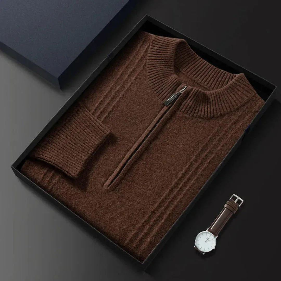Calvin Classic Half Zip Wool Sweater Unisex Layering Warmth