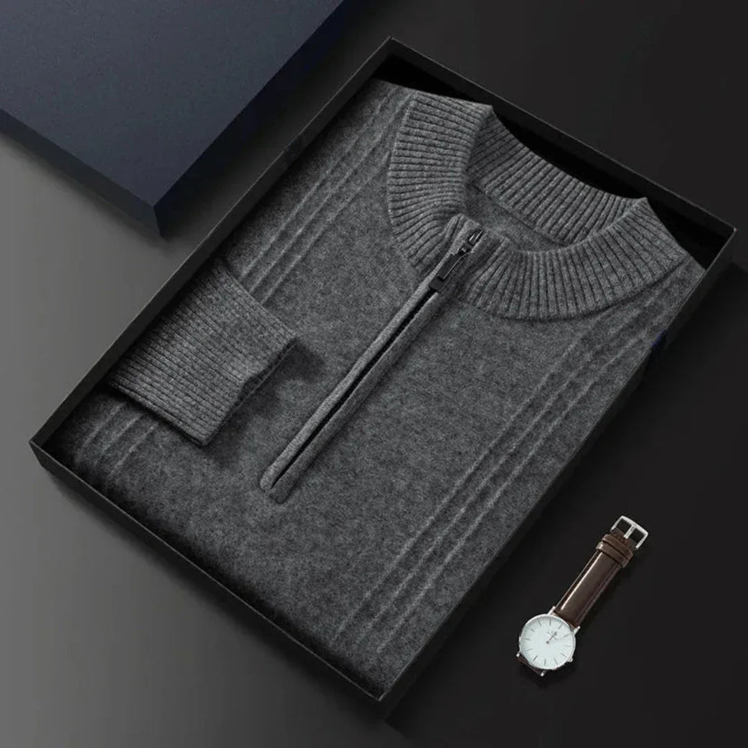 Calvin Classic Half Zip Wool Sweater Unisex Layering Warmth
