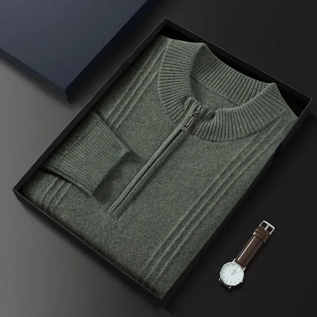 Calvin Classic Half Zip Wool Sweater Unisex Layering Warmth