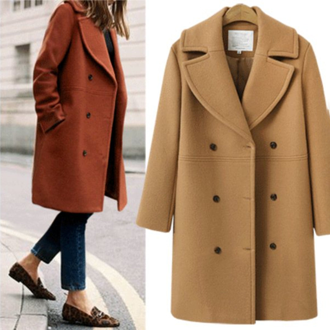 Street-Wave Women Wool Blend Winter Coat Lesia Double-Breasted Warmth With Practical Pockets Cozy Fit
