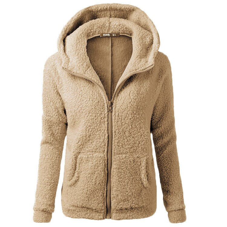Street-wave Pink Fleece Zip Hoodie Jacket For Women - Soft Warmth, Cozy And Versatile