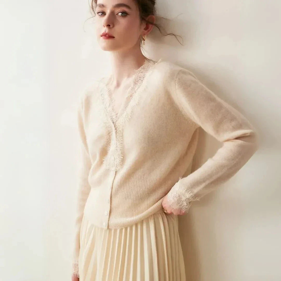 Cameron Lace-Trimmed Cashmere Cardigan