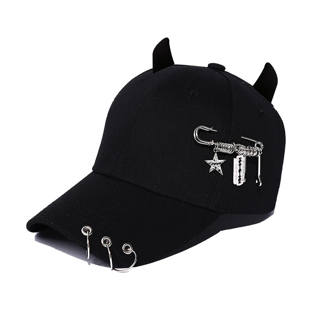 Pierced Safety Pin Horned Hat - Street-Wave