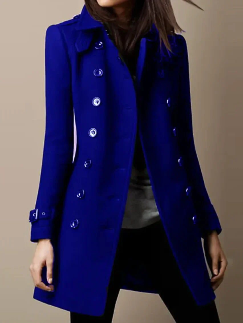 Street-wave Three Quarter Coat Warm Cozy Elegant For Women With Bold Knit Design