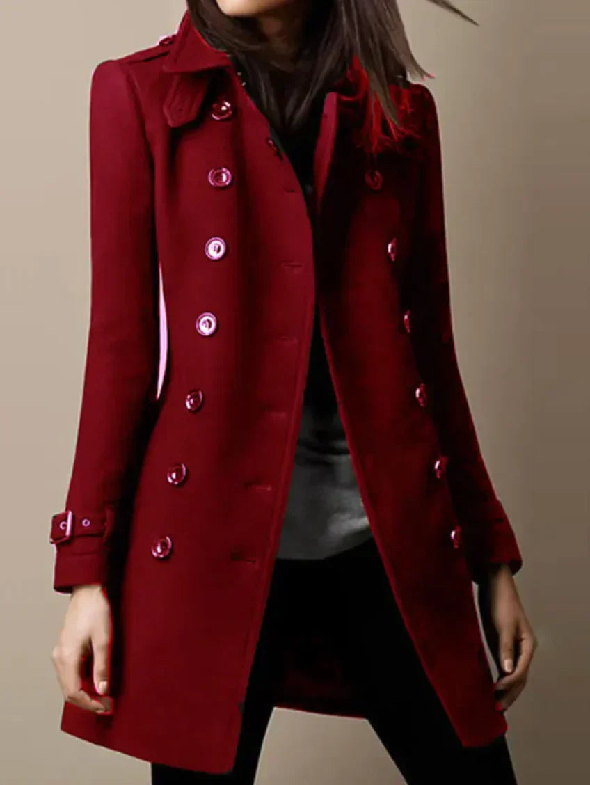 Street-wave Three Quarter Coat Warm Cozy Elegant For Women With Bold Knit Design
