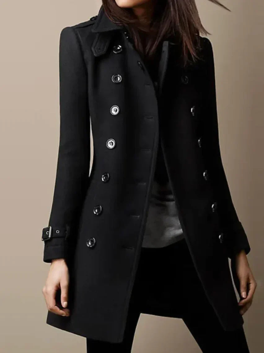 Street-wave Three Quarter Coat Warm Cozy Elegant For Women With Bold Knit Design