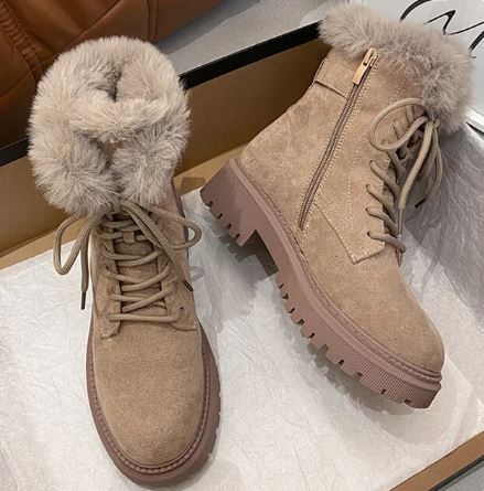 Streetwave Winter Suede Boots With Side Zip And Fur Lined For Women Cozy Warmth For Everyday Wear